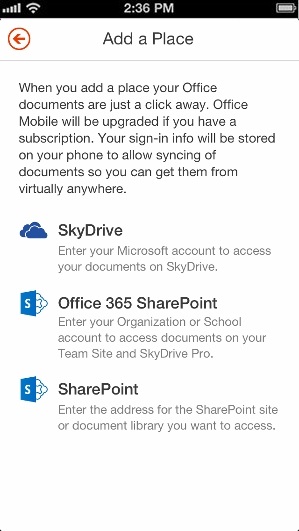 "add a place" page